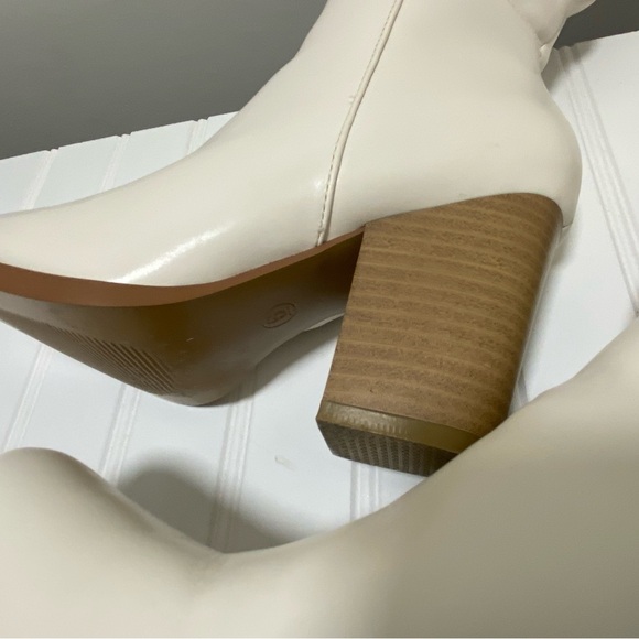 Elegant off-White,6,Knee-High Women's Boots,block heel,vegan leather,pointed toe - Picture 5 of 8